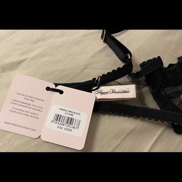 NWT Agent Provocateur Sparkle Plunge Black Bra - Picture 7 of 8